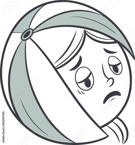 Woman feeling fear and anxiety before stage speech. Nervous shy speaker with fright of audience. facial expression comic cartoon style