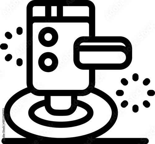 Polishing machine is operating and creating sparks, representing industrial processes or surface treatment