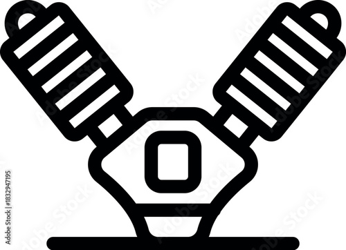 Close up vector illustration of engine pistons and connecting rods, symbolizing the internal combustion engine's power generation