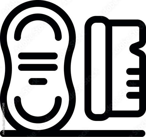 Shoe sole cleaning process with brush and cream, footwear care and maintenance icon