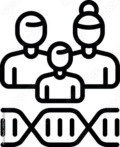 Family united by dna double helix, representing shared genes and inheritance
