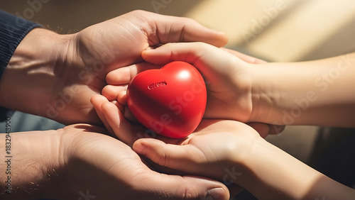 Caring hands cradle heart a symbol of unity and health