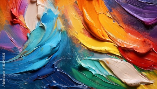 Multicolor Abstract Strokes With Oil Paint