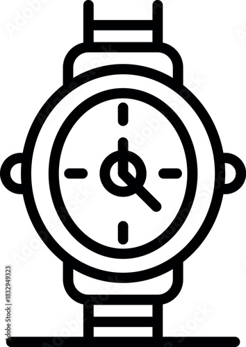 Elegant wristwatch indicating current time with hour, minute and second hands, featuring a classic design and leather strap