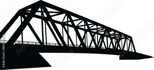 Truss, bridge, silhouette, structure, beam, span, deck, railing, triangle, framework, vector, black, pose, setup, construction, engineering, architecture, infrastructure, elevation, flavector