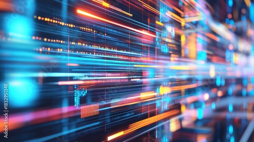 Abstract digital network connections and data flow. Concept of communication, technology, internet