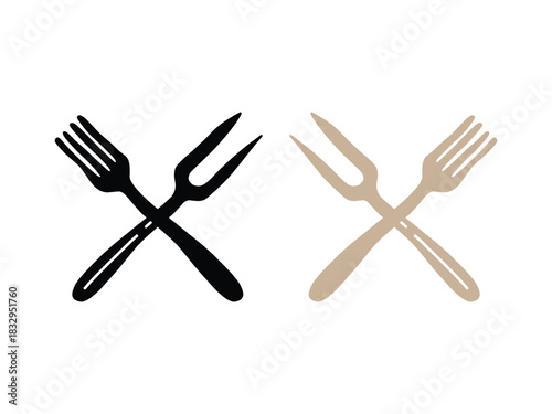 Cutlery Icon Set. Crossed Forks Vector Icons. Restaurant and Menu Design