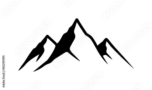 Striking mountain peak silhouette for outdoor adventure logo and design element