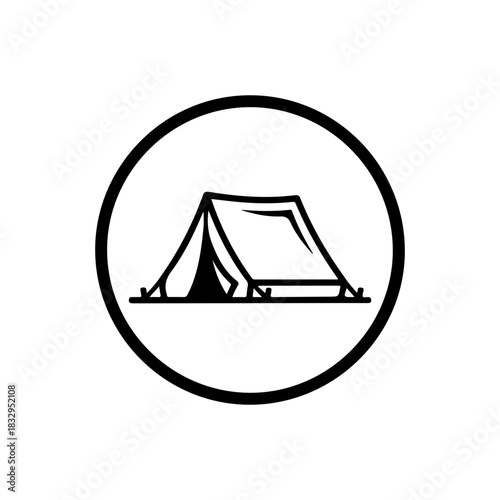 Camping adventure icon, simple tent graphic for outdoors and travel designs