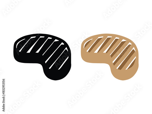 fried steaks. Beef tenderloin. Pork knuckle. Slice of steak, fresh meat. Cooked pork chop Vector illustration