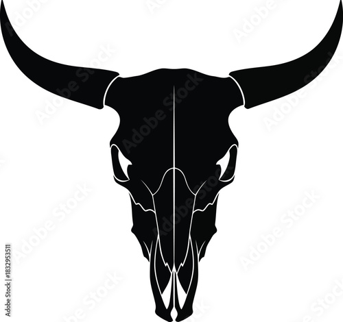 Black bull skull silhouette vector art