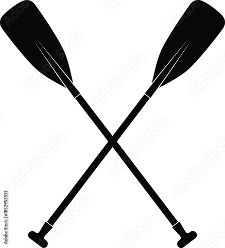 Two crossed oars silhouette, vector illustration