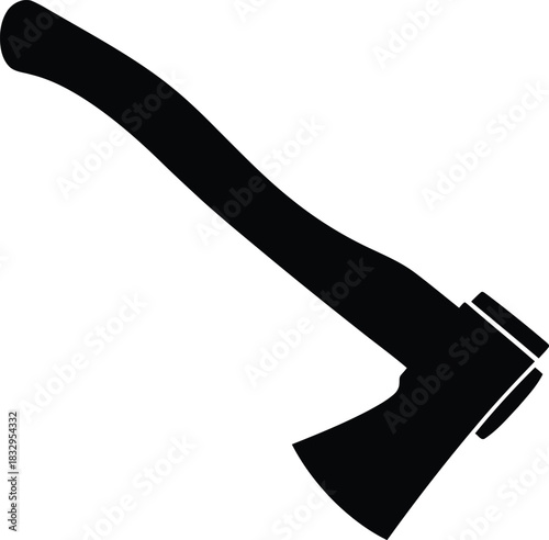Black silhouette of an axe head and handle