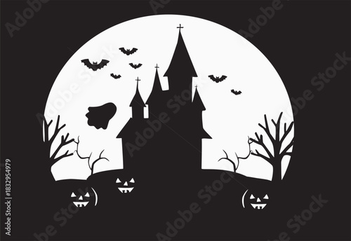 halloween castle vector illustration