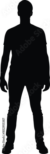 Silhouette of a man standing against white background