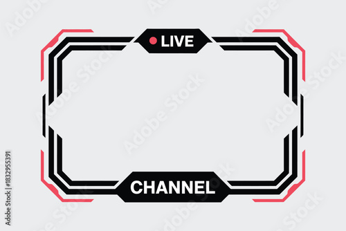 Vector illustration modern live streaming overlay frame for Twitch, YouTube, and social media live video broadcasts