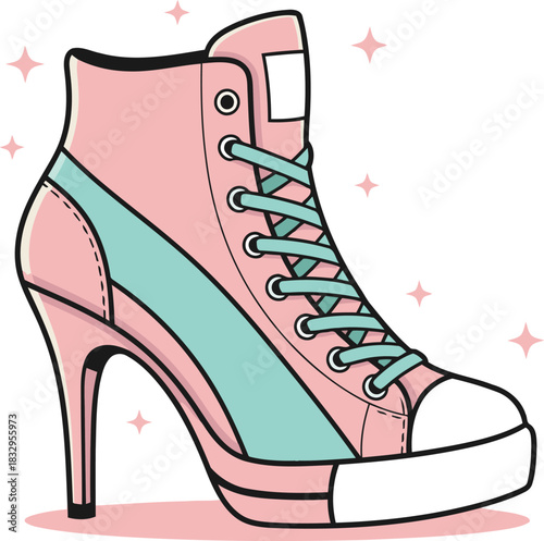 Fashionable pink sneaker heel fusion stands out with its modern flair and playful design elements