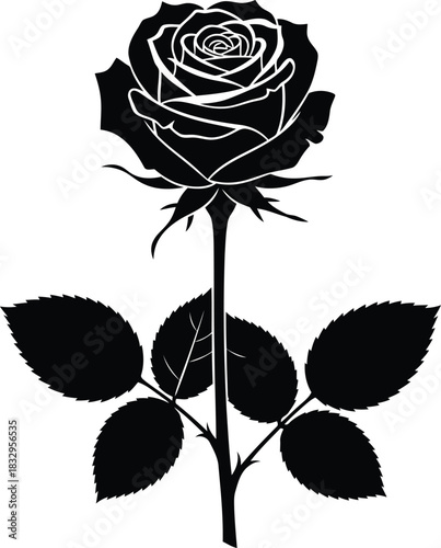 Black rose silhouette vector art