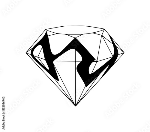 Stunning diamond illustration with intriguing design element inside