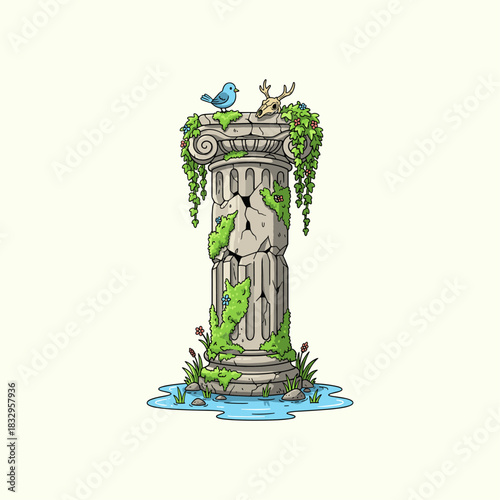 Roman Pillars flat vector design