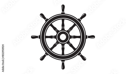 Classic ship steering wheel silhouette nautical symbol