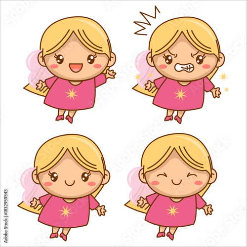 A set of cute kawaii fairies and sorceresses. Girl, kawaii, magic, set, fairy, wizard