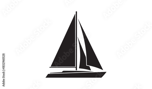 Simple silhouette of a sailboat on a white background