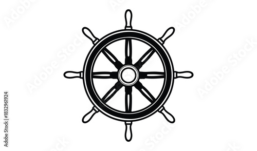 Classic nautical ship steering wheel illustration