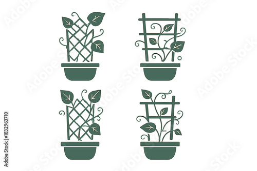 Decorative plant trellises for indoor or outdoor gardening display in an elegant style