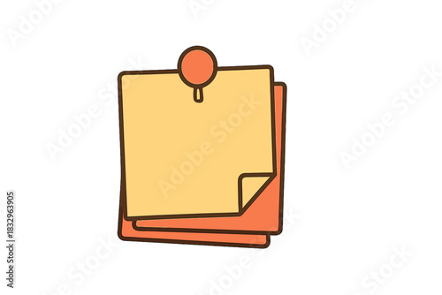 Simple sticky note with a push pin on a white background for reminders and notes