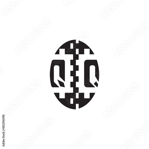 Pixel Logo Concept Bold Unique Design QQ Monogram Initial Alphabet Alphabet