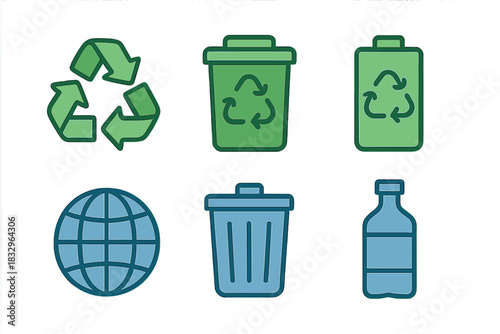 Symbols of recycling, waste management, and environmental care for a cleaner planet
