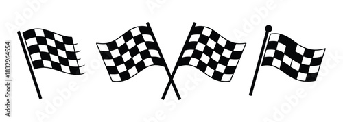 Racing flag icon illustration with start and finish flags, vector design for sports, racing apps, and digital projects