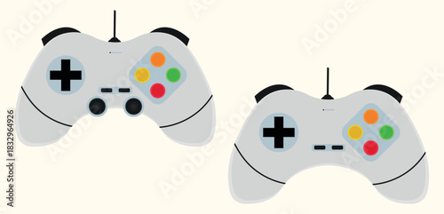 Set of Flat Vector Game Controllers. Fully editable vector graphic suitable for print and digital use.