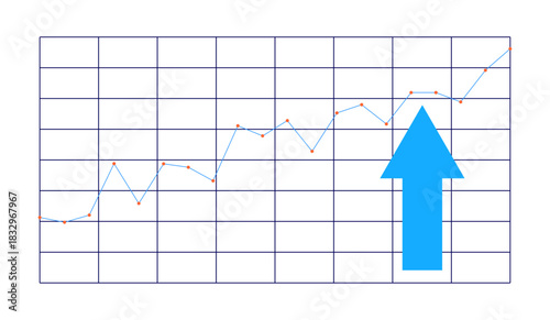 Business Growth Line Chart with Upward Arrow Financial Trend Vector