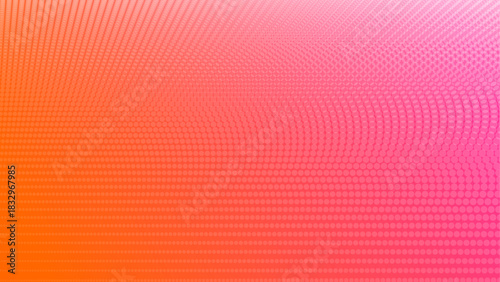 Abstract Orange to Pink Gradient Background with Diagonal Halftone Dots, Modern Vector Pattern