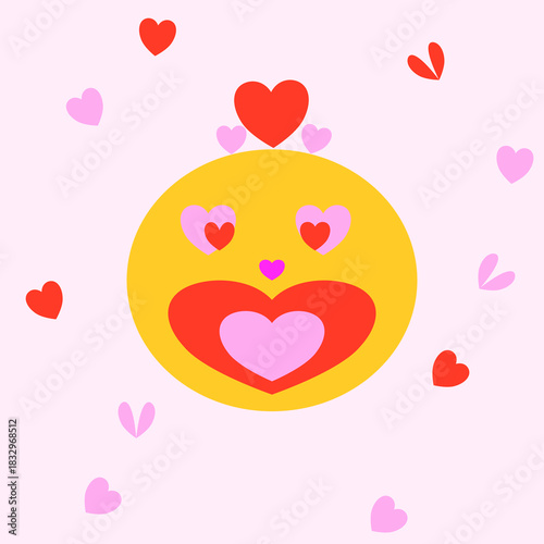 Set red shape heart icon, vector set heart shape, lovers on Valentines day Valentine's Day background with a red falling hearts. Love concept.
