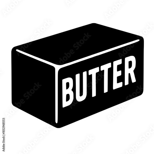 Simple butter block illustration with bold typography for food packaging and branding needs