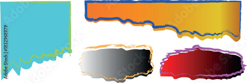 Abstract Vector Set of Gradient Ripped and Torn Paper Textures Showcasing Natural Notebook Tears, Scrapbook-Style Edges, and Split Page Elements for Decorative Graphic Design, Social Media Layouts