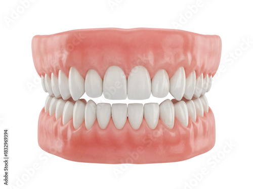 Realistic dentures isolated PNG on transparent background, dental prosthesis for tooth replacement and oral health