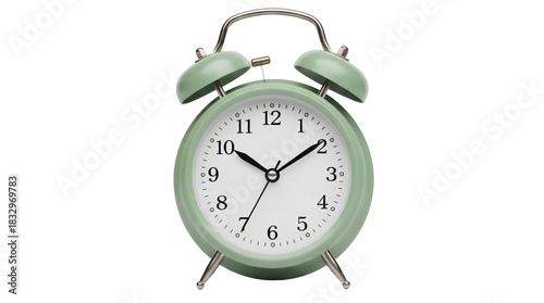 Tableau sur toile Mint green alarm clock PNG isolated on transparent background, retro style timep