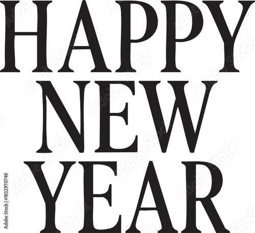 New Year's Greetings in Typography: Classic typography celebrating the New Year. The graphic evokes a sense of anticipation and optimism, perfect for holiday greetings and festive promotions.