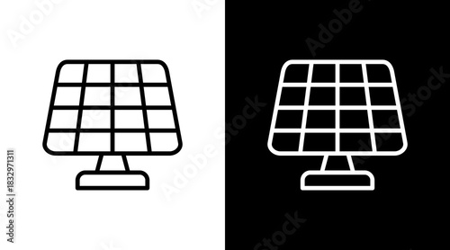 Solar Panel  White Icon Set Design