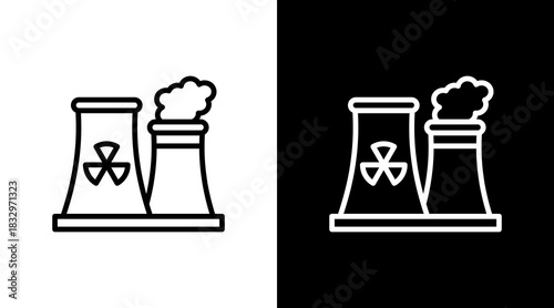 Nuclear Plant  White Icon Set Design