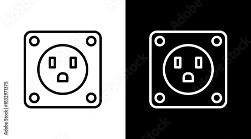 Power Socket  White Icon Set Design