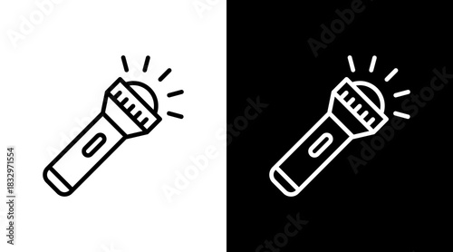 Flashlight  White Icon Set Design