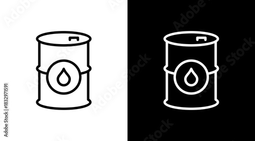 Oil Barrel  White Icon Set Design