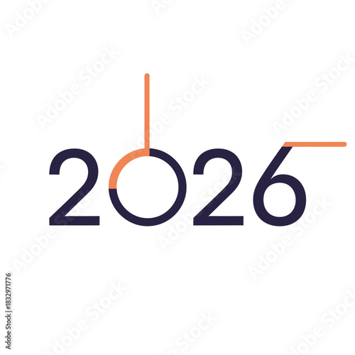Stylized 2026 numerology logo featuring abstract lines and geometric shapes, symbolizing future foresight and annual progress in a modern design concept for business and technology