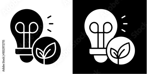 Green Lightbulb Icon Set White Style Collection
