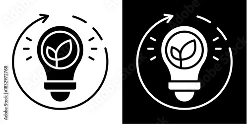 Energy Efficiency Icon Set White Style Collection
